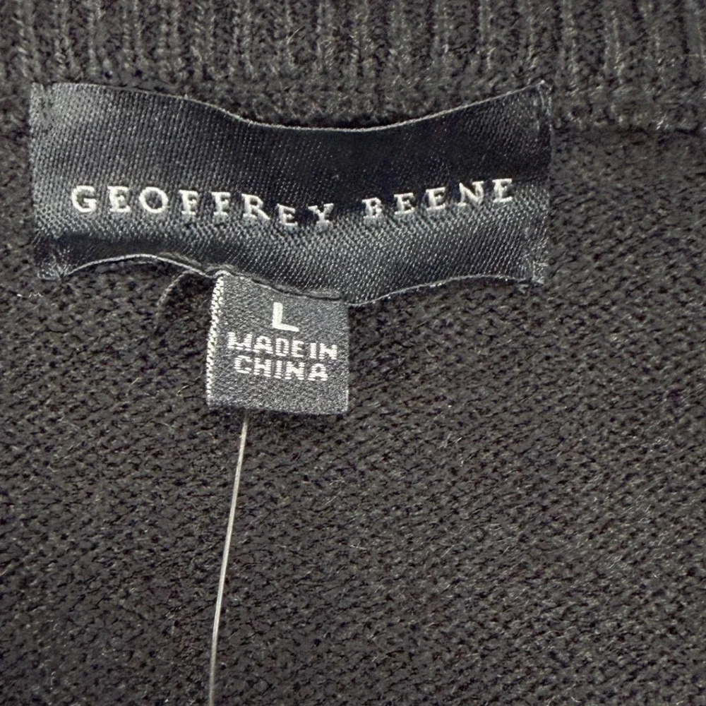 Geoffrey Beene Mens Black Textured Micro Dot Crewneck Sweater NWT L MSRP $65